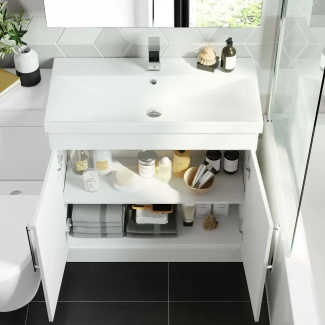 Avon Gloss White Combination Vanity Basin and Boston Toilet 1300mm