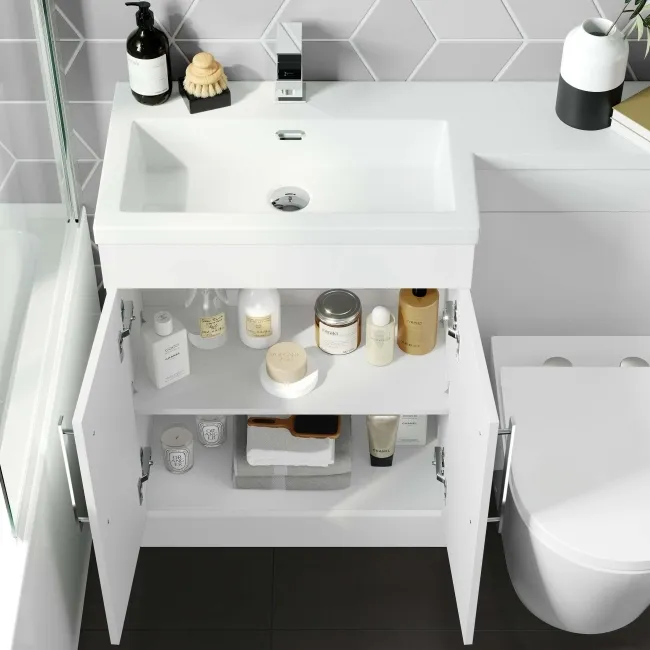 Avon Gloss White Combination Vanity Basin and Boston Toilet 1100mm - Left Handed