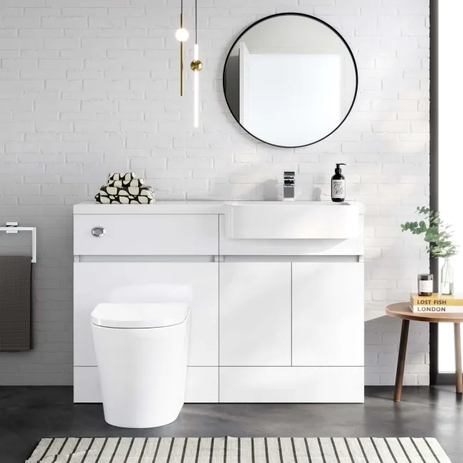 Foster Gloss White Combination Vanity Basin and Boston Toilet 1200mm - Right Handed