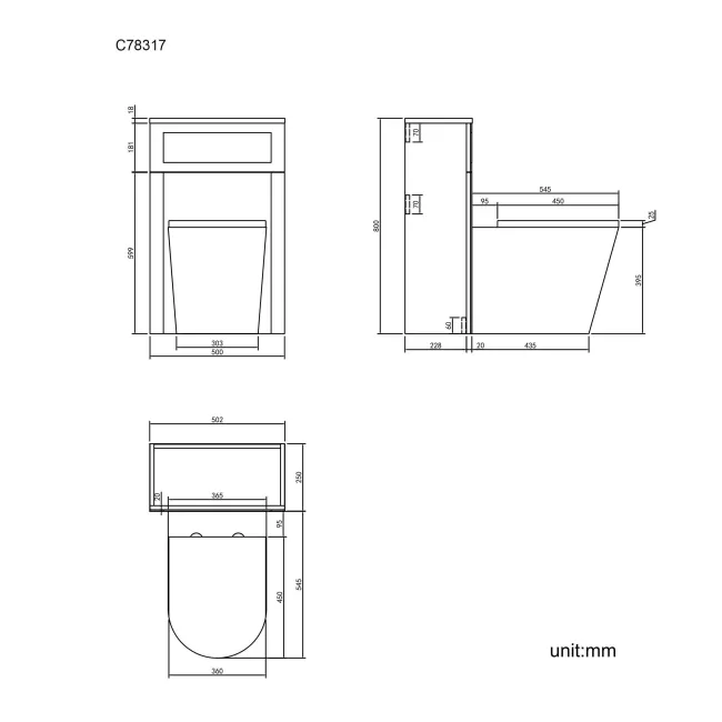 Traditional Chalk White Slimline Back To Wall Unit and Boston Toilet