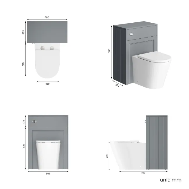 Traditional Dove Grey Back To Wall Unit and Boston Toilet