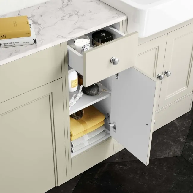 Monaco Chalk White Combination Vanity Basin with Marble Top and Boston Toilet 1500mm