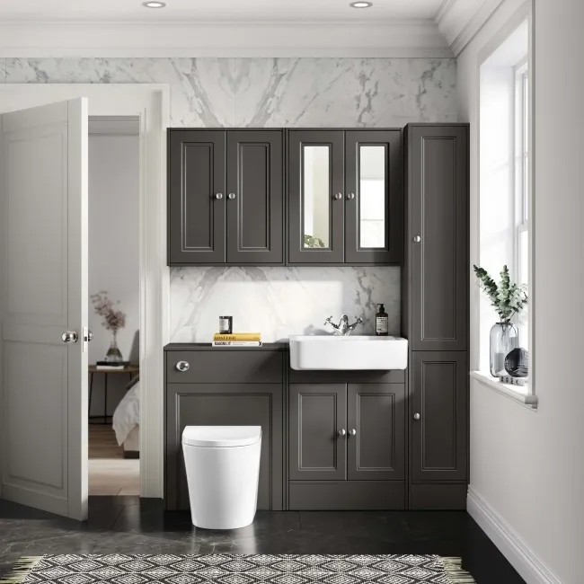 Monaco Graphite Grey Combination Vanity Basin and Boston Toilet 1200mm