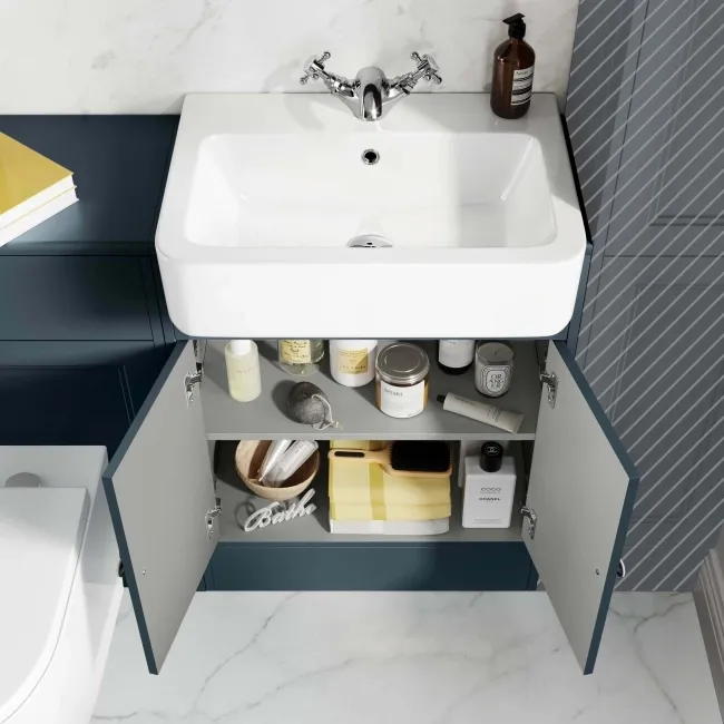Monaco Inky Blue Combination Vanity Basin and Boston Toilet 1200mm