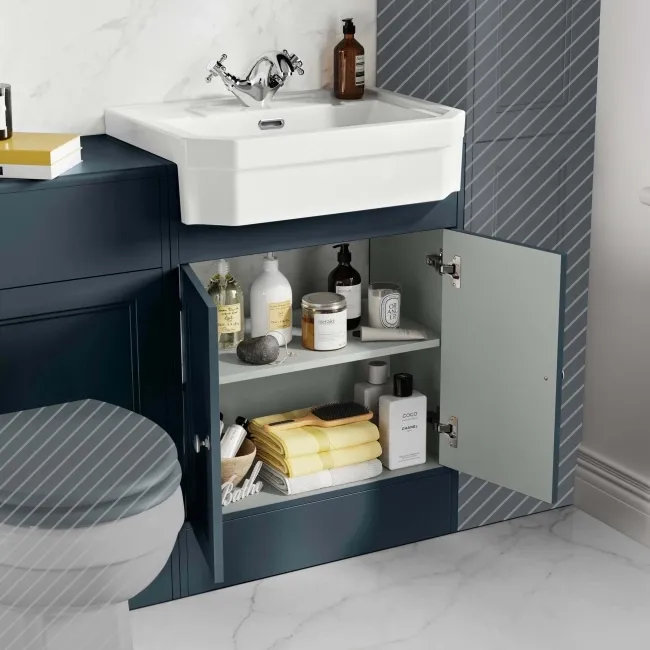 Monaco Inky Blue Traditional Basin Vanity and Back To Wall Unit 1200mm (Excludes Pan & Cistern)