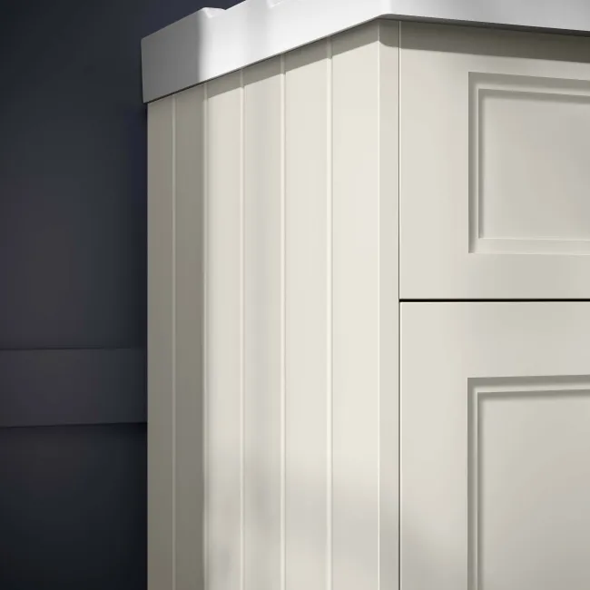 Lucia Chalk White Basin Vanity 630mm - Brushed Brass Accents