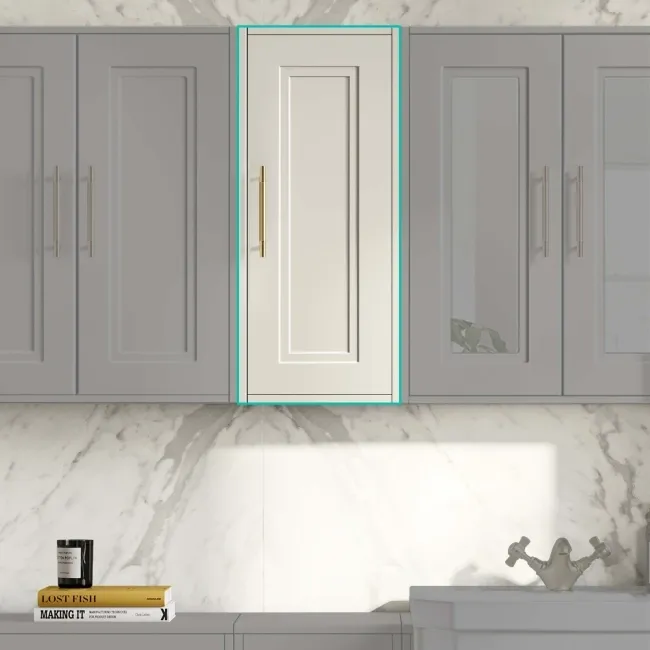 Chalk White Wall Hung Cabinet 700x300mm - Brass Knurled Handles