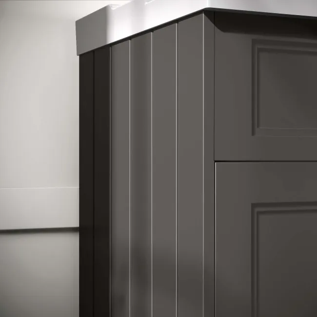 Lucia Graphite Grey Basin Vanity 830mm - Brass Knurled Handles