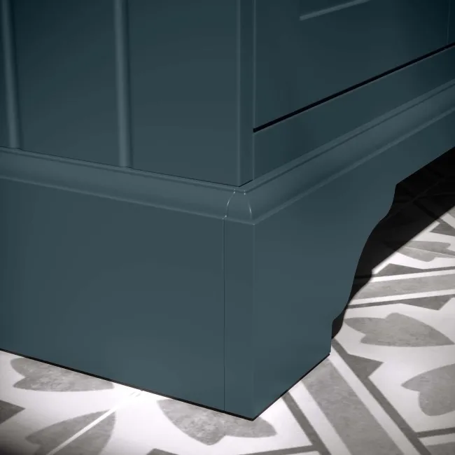 Lucia Inky Blue Double Vanity with Oak Effect Top & Oval Counter Top Basin 1200mm - Brass Knurled Handles