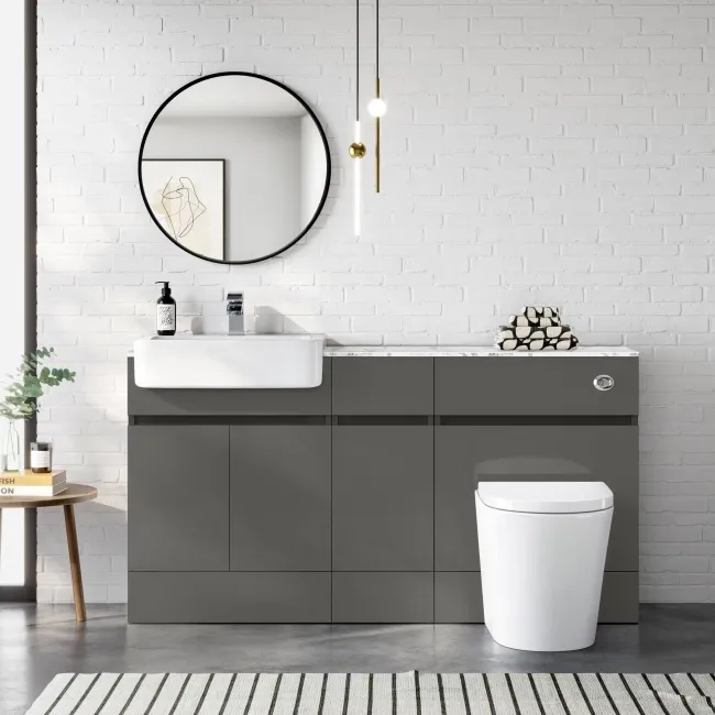 Foster Tungsten Grey Combination Vanity Basin with Marble Top & Boston Toilet 1500mm