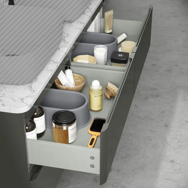 Corsica Tungsten Grey Wall Hung Drawer Vanity with Marble Top 1200mm - Excludes Counter Top Basin