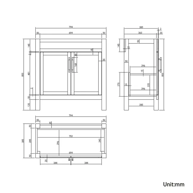 Bermuda Cashmere Pink Cabinet with Marble Top 800mm (Excludes Counter Top Basin) - Brass Knurled Handles