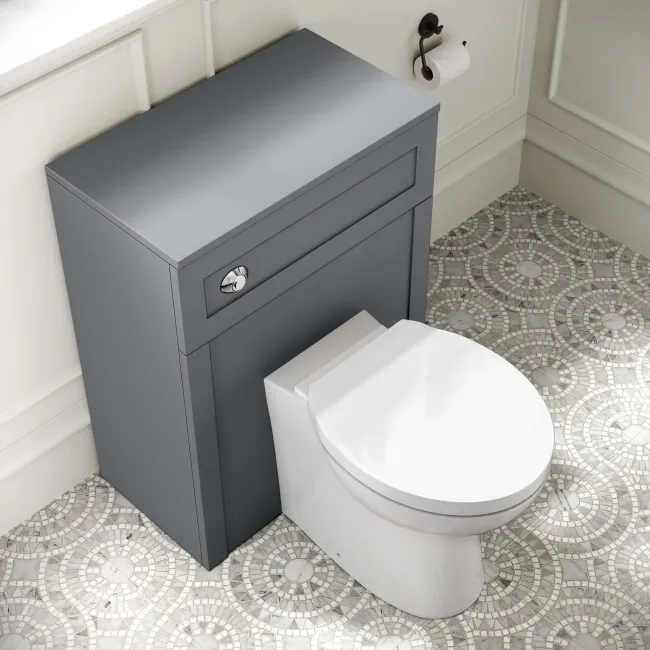 Capri Fog Grey Combination Vanity Basin and Austin Toilet 1350mm - Chrome Handles