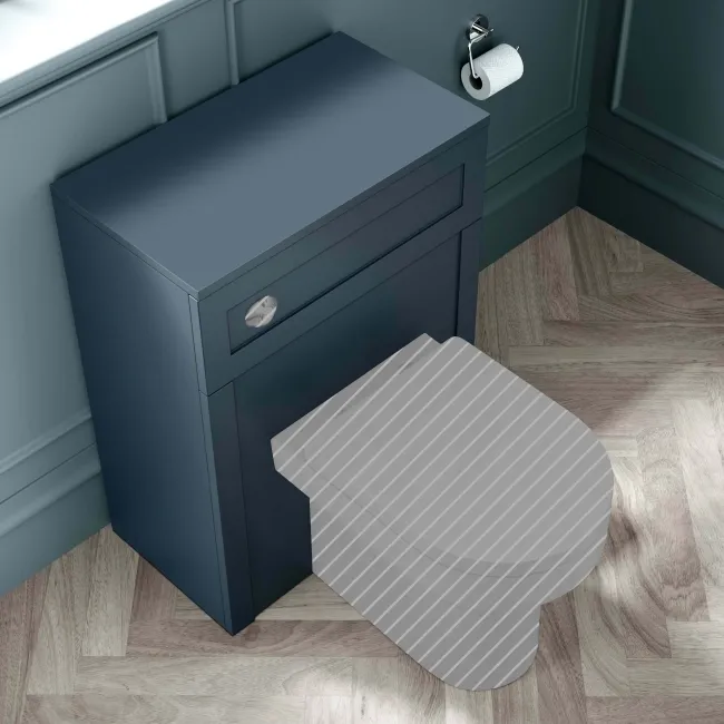 Capri Navy Blue Basin Vanity and Back To Wall Unit 1350mm (Excludes Toilet) - Chrome Handles