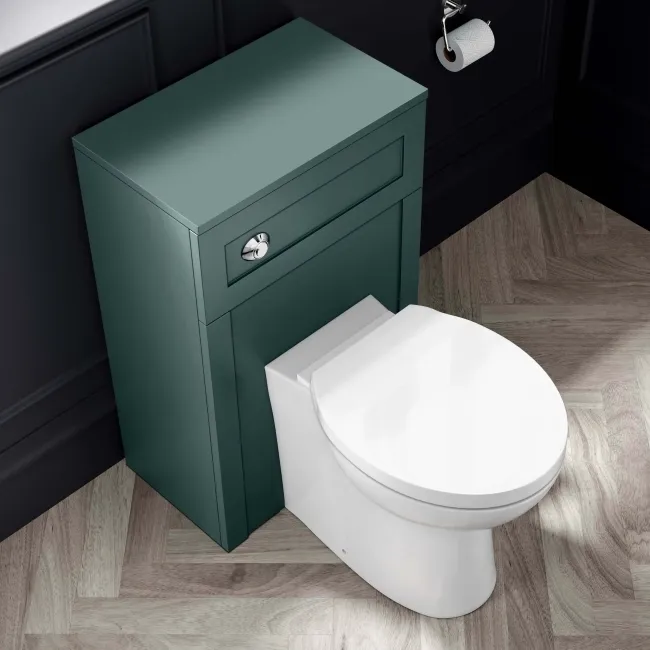 Capri Mystic Green Combination Vanity Basin and Austin Toilet 1050mm - Chrome Handles