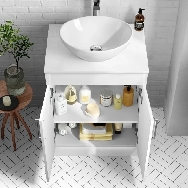 Mersey Gloss White Vanity with Oval Basin 600mm