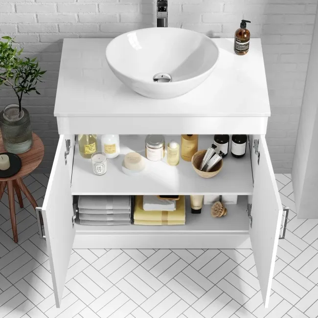 Mersey Gloss White Vanity with Oval Basin 800mm