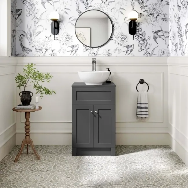 Milos Slate Grey Vanity with Mesa Basin 500mm - Brushed Handles