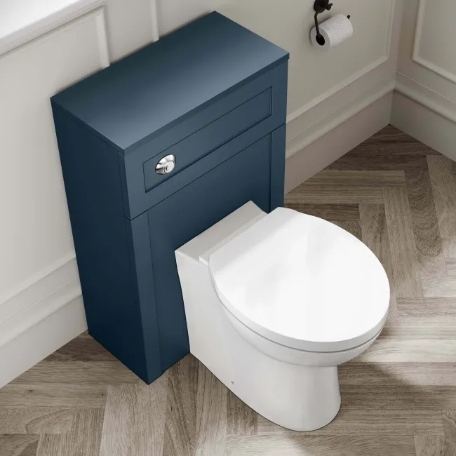 Milos Navy Blue Combination Vanity Basin and Austin Toilet 1100mm - Chrome Handles