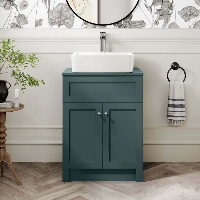 Milos Mystic Green Vanity with Troy Basin 600mm - Chrome Handles
