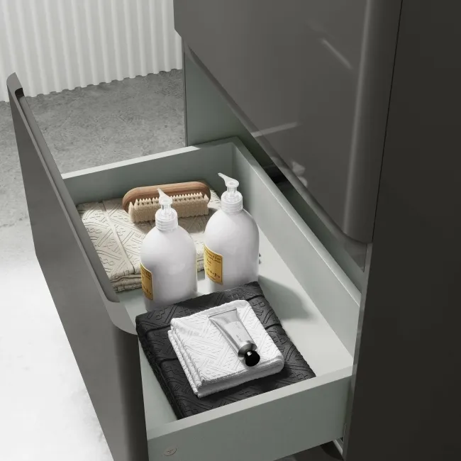 Corsica Tungsten Grey Drawer Vanity with Marble Top 600mm - Excludes Counter Top Basin