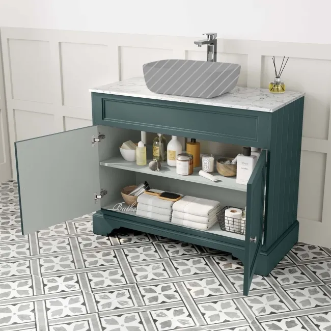 Lucia Midnight Green Cabinet with Marble Top 1030mm - Excludes Counter Top Basin