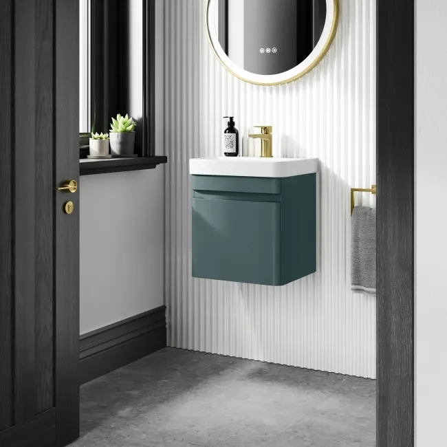 Corsica Midnight Green Wall Hung Slimline Basin Vanity 400mm