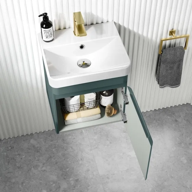 Corsica Midnight Green Wall Hung Slimline Basin Vanity 400mm