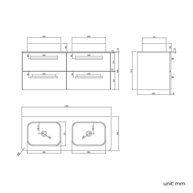 Omaha Gloss White Wall Hung Drawer Vanity with Marble Top & Marin Basin 1200mm
