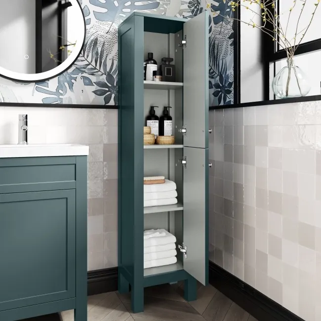 Bermuda Midnight Green Floor Standing Tall Cabinet 1500x350mm