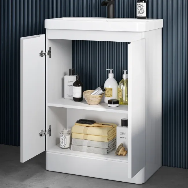 Corsica Gloss White Slimline Basin Vanity 600mm