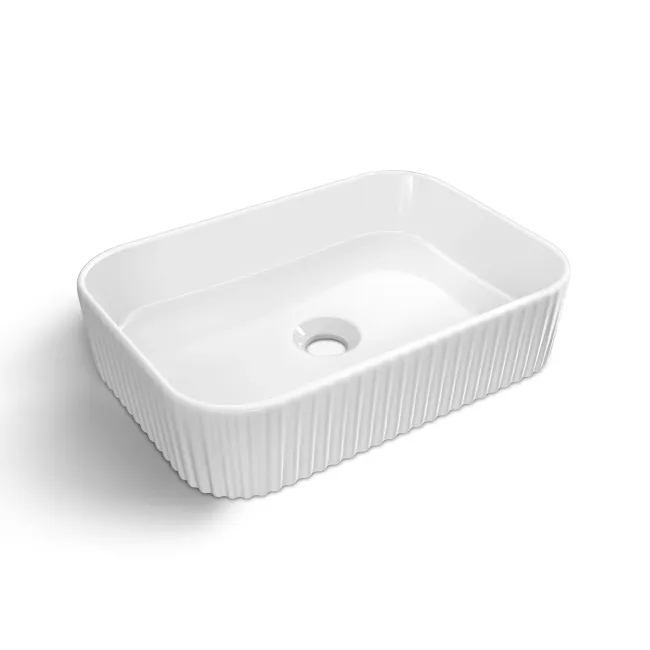 Crete Fluted Linen White Vanity with Marble Top & Reno Basin 600mm