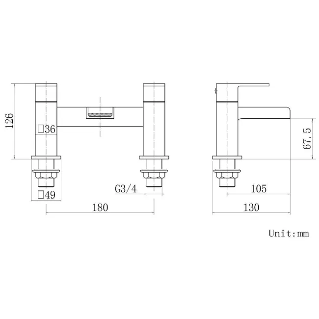 Avon Matt Black Waterfall Basin & Bath Mixer Tap Set
