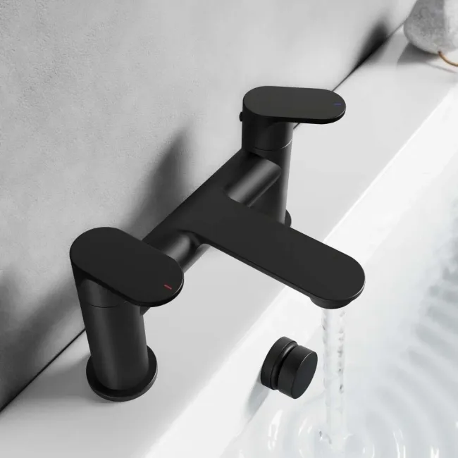 Anker Matt Black Basin & Bath Mixer Tap Set