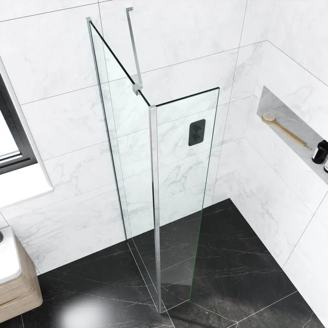 Copenhagen Easy Clean 8mm Wet Room Shower Glass 800mm & 250mm Return Panel