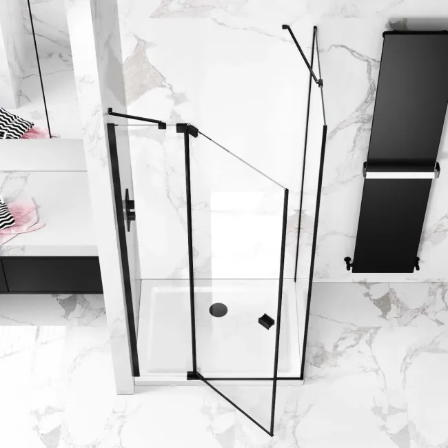 Vienna Matt Black Easy Clean 8mm Hinged Shower Enclosure 1000x800mm