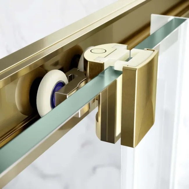 Hamburg Brushed Brass Easy Clean 8mm Sliding Shower Enclosure 1000x760mm - Easy Fix