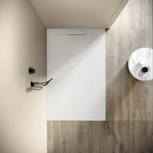 Tokyo Rectangular Matt White Slate Texture Stone Shower Tray 1400x700mm