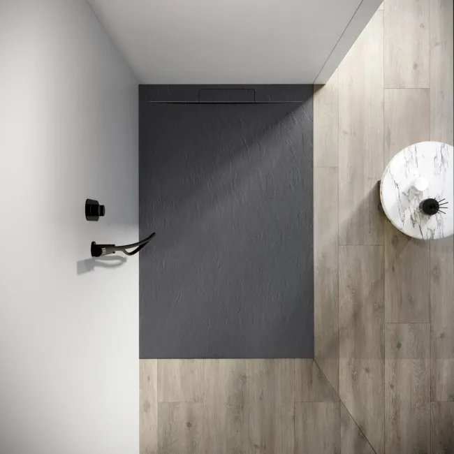 Tokyo Rectangular Matt Grey Slate Texture Stone Shower Tray 1400x700mm