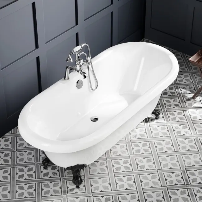 Grosvenor 1700mm Roll Top Bath - Black Ball Feet