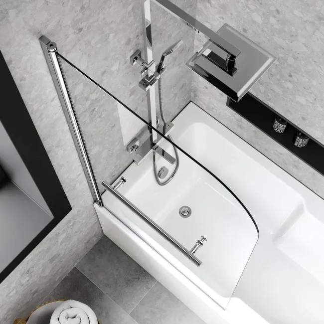 Dover 1600x750 Keyhole Shower Bath & 6mm Easy Clean Screen with Rail