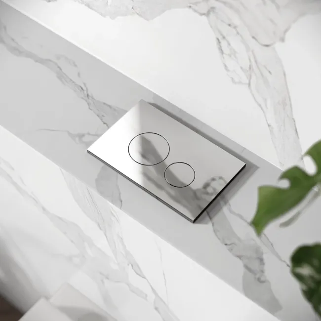 Idaho Pneumatic Compact Top & Front Wall Hung Toilet Frame and Concealed Cistern with Chrome Flush Plate - Round Buttons