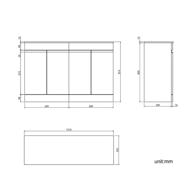 Trent Stone Grey Cabinet with Marble Top 1200mm - Excludes Counter Top Basins