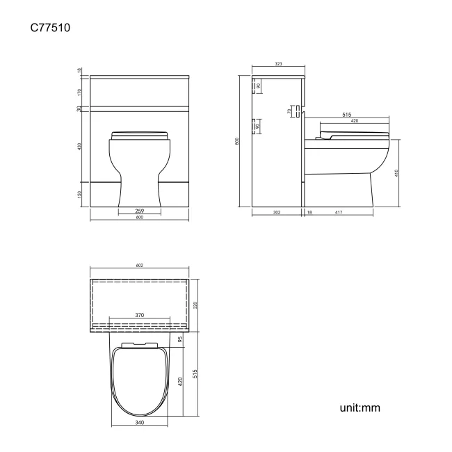 Foster Stone Grey Back To Wall Unit and Seattle Toilet