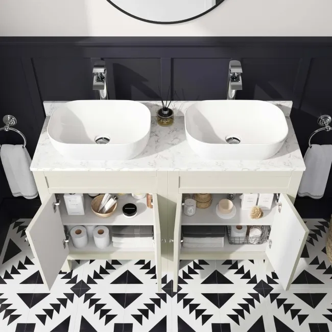 Bermuda Chalk White Cabinet with Marble Top 1200mm - Excludes Counter Top Basin