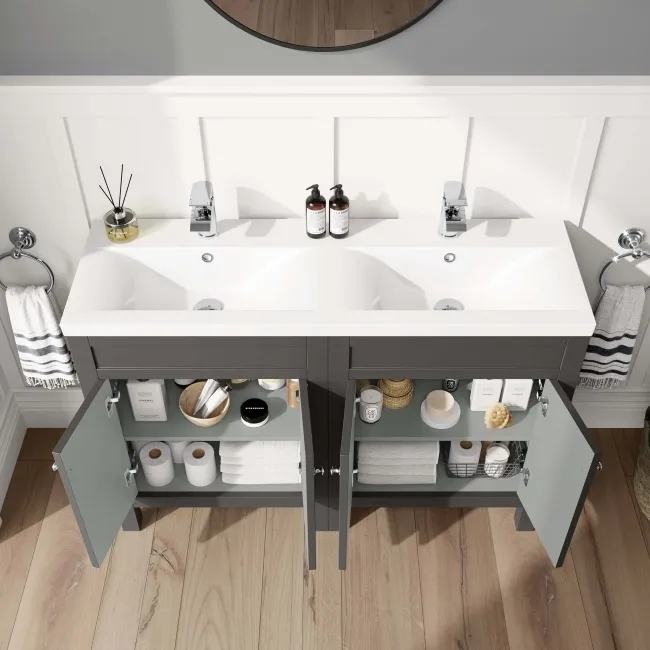 Bermuda Graphite Grey Double Basin Vanity 1200mm