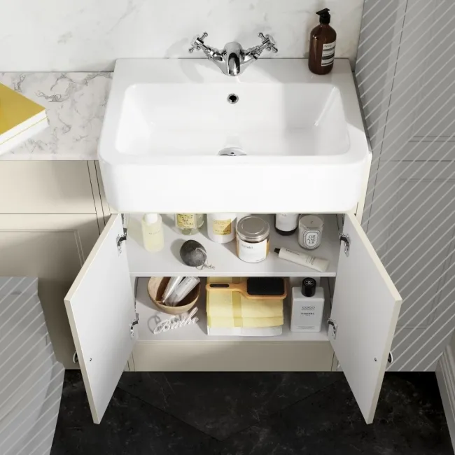 Monaco Chalk White Combination Vanity Basin with Marble Top 1200mm (Excludes Pan & Cistern)