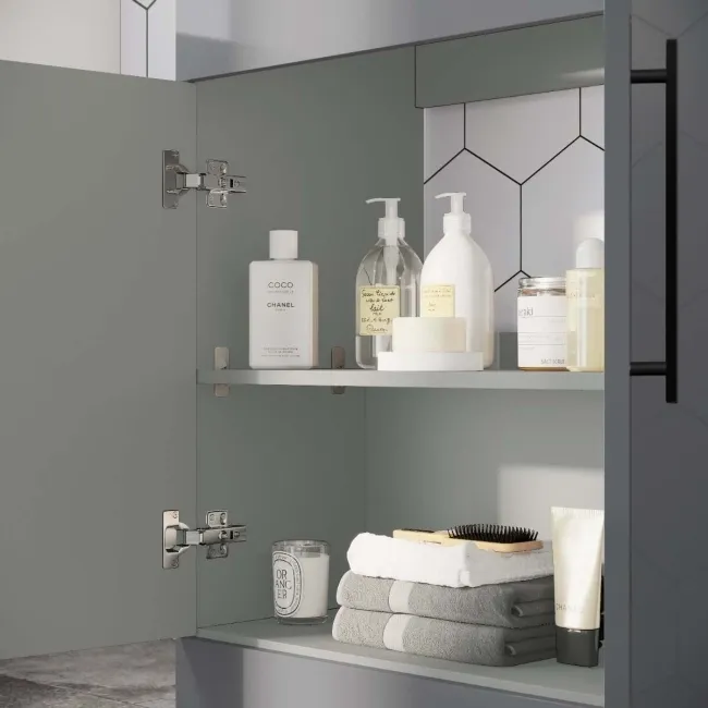 Avon Stone Grey Vanity with Marble Top & Curved Counter Top Basin 600mm - Black Accents