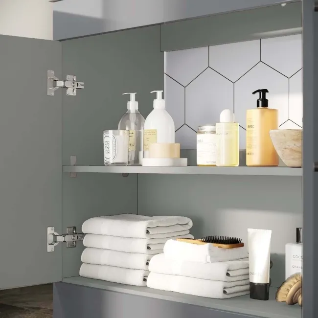 Avon Stone Grey Counter Top Vanity with Marble Top 800mm - Black Accents