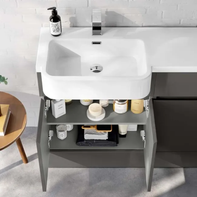 Foster Tungsten Grey Combination Vanity Basin and Houston Toilet 1200mm - Left Handed
